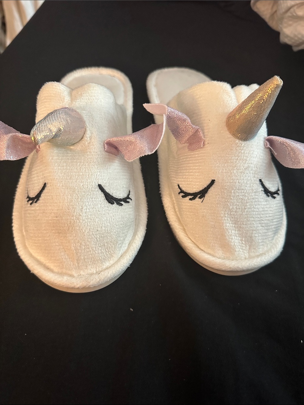 Unbranded Girls' Cream Unicorn Slip-On One Piece Slippers
